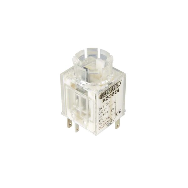 AZOSOI-Product-Image-1-1-600x600.jpg Schlegel AZOSOI Contact Block Momentary 3 / 6 mm 2 x NC + 1 x NO Faston Terminal 2.8 x 0.8 mm AZOSOI