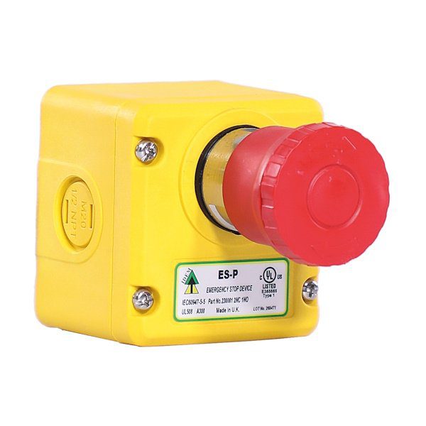 ES-P-emergency-stop-station-plastic.jpg 230003 ES-P (P) 2NC 1NO Knockout M20 1/2"NPT