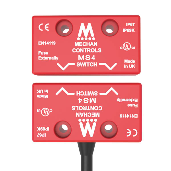 MS4-FRONT.jpg Mechan MS4-10-DC-05M-SE MAGNASAFE SAFETY SWITCH (Side Exit Cable)