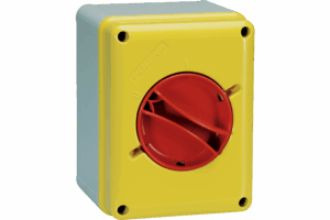 P208164 CAM-SZ ISOLATOR SWITCH FOR EMERGENCY WITH RED HANDLE AND YELLOW COVER