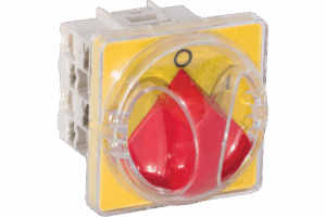 P214164 CAM-ST REAR PANEL EMERGENCY SWITCH 4P 16A 67X67 YELLOW/RED