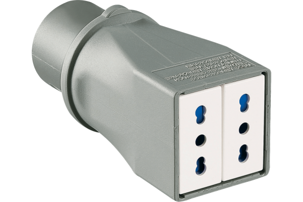 P740002_MAIN_png_900_600_contain_70.png P740002 MULTIPLAY ADAPTOR IEC PLUG - 2 DOMESTIC SOCKETS TYPE P17/11 16A 200-250V 50-60Hz