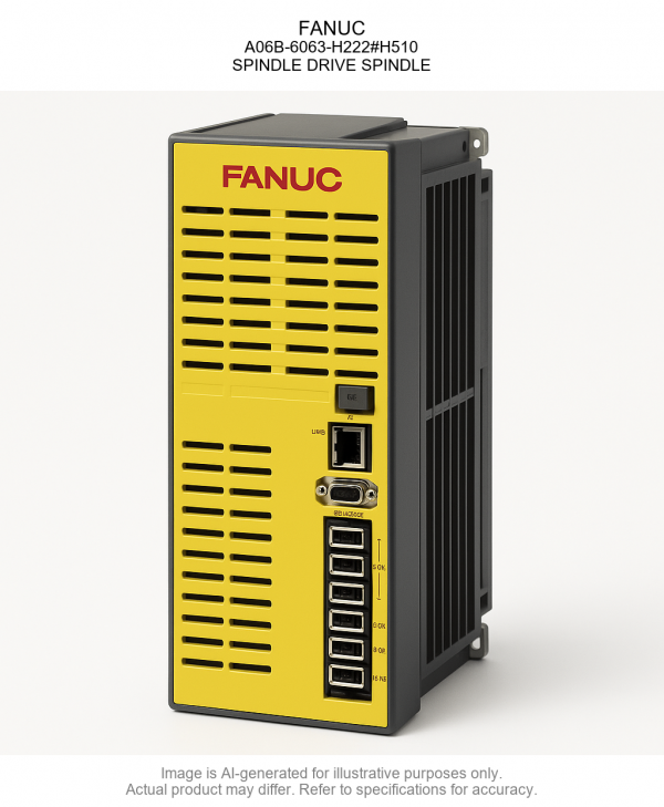 A06B-6063-H22223H510.png FANUC; A06B-6063-H222#H510; SPINDLE DRIVE SPINDLE