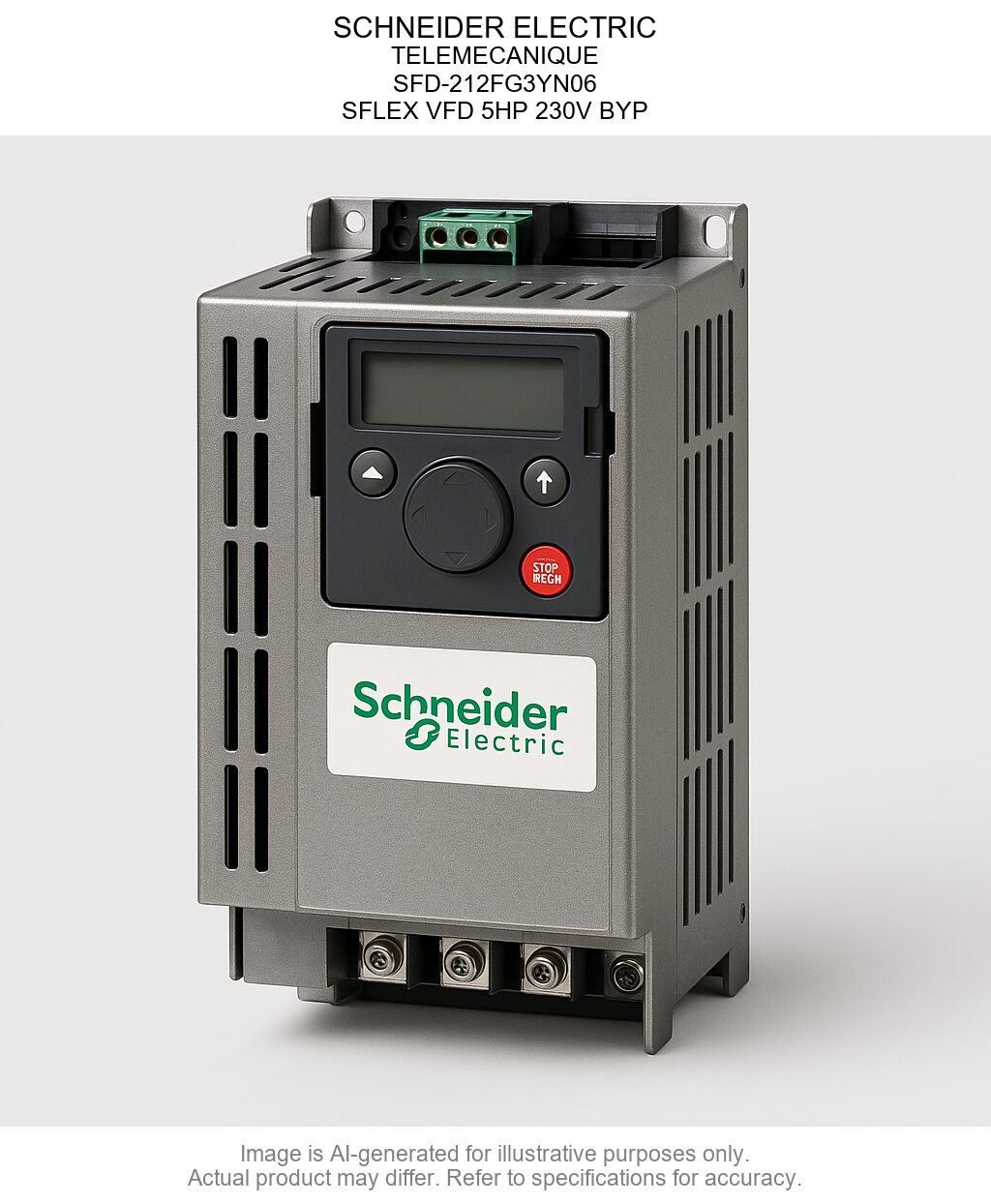 SCHNEIDER ELECTRIC; TELEMECANIQUE; SFD-212FG3YN06; SFLEX Variable Frequency Drive 5HP 230V BYP