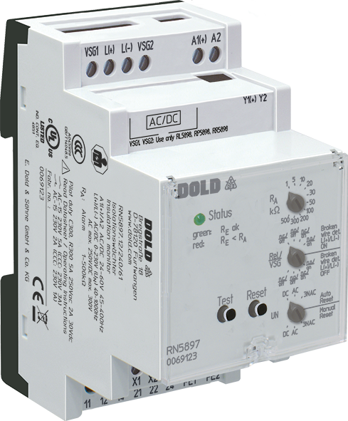 DOLD 0069124: RN5897.12/240/61 DC12-24V 1K-500K Insulation monitor