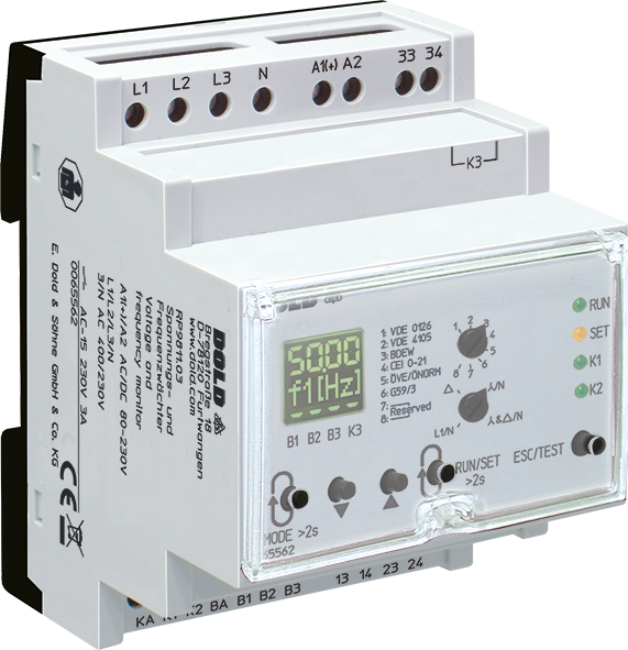RP9811_mit_Abdeckung_600x600.png DOLD 0065698: RP9811.03 3/N AC400/230V Voltage and frequency monitor