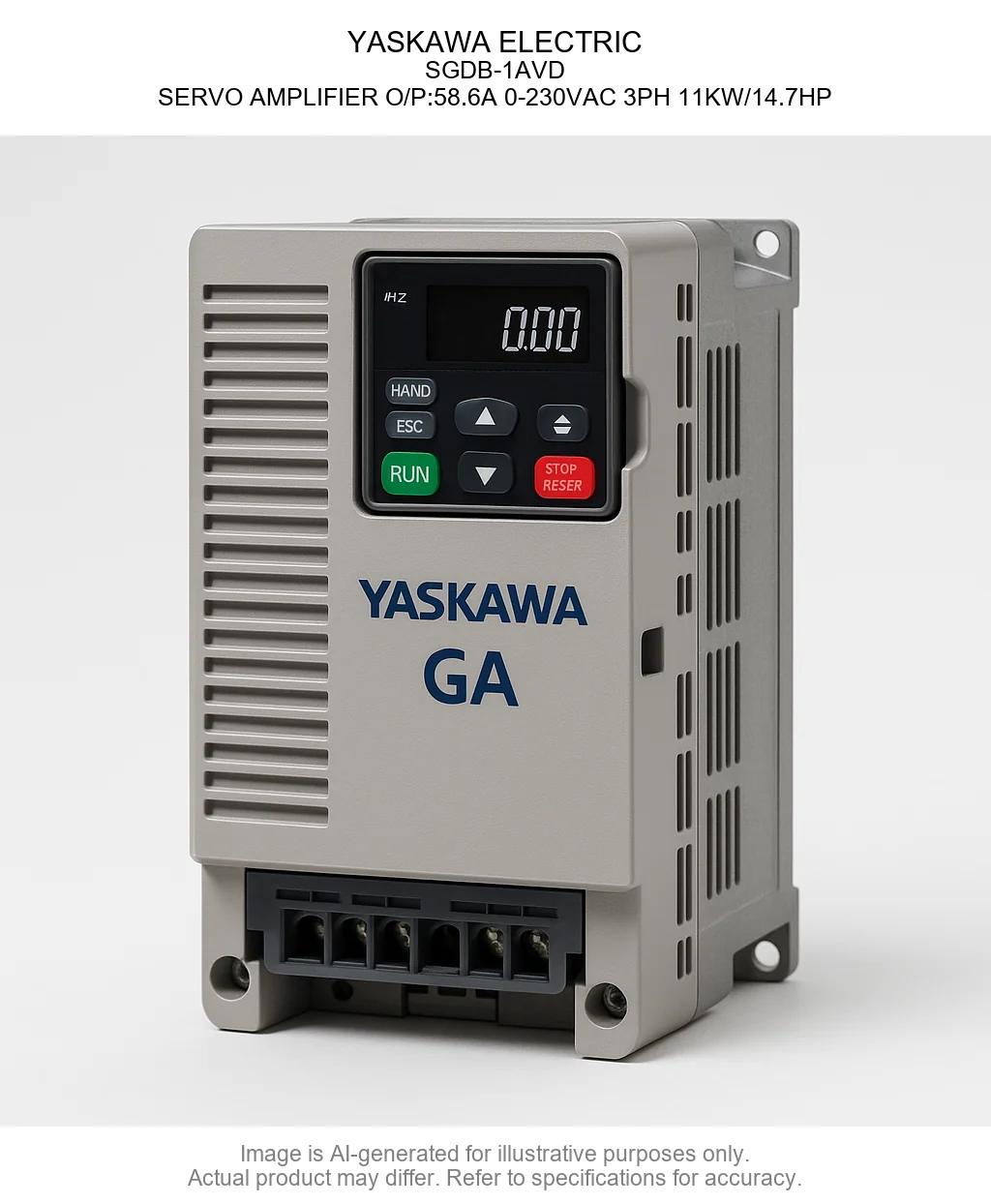 YASKAWA ELECTRIC; SGDB-1AVD; SERVO AMPLIFIER O/P:58.6A 0-230VAC 3PH 11KW/14.7HP